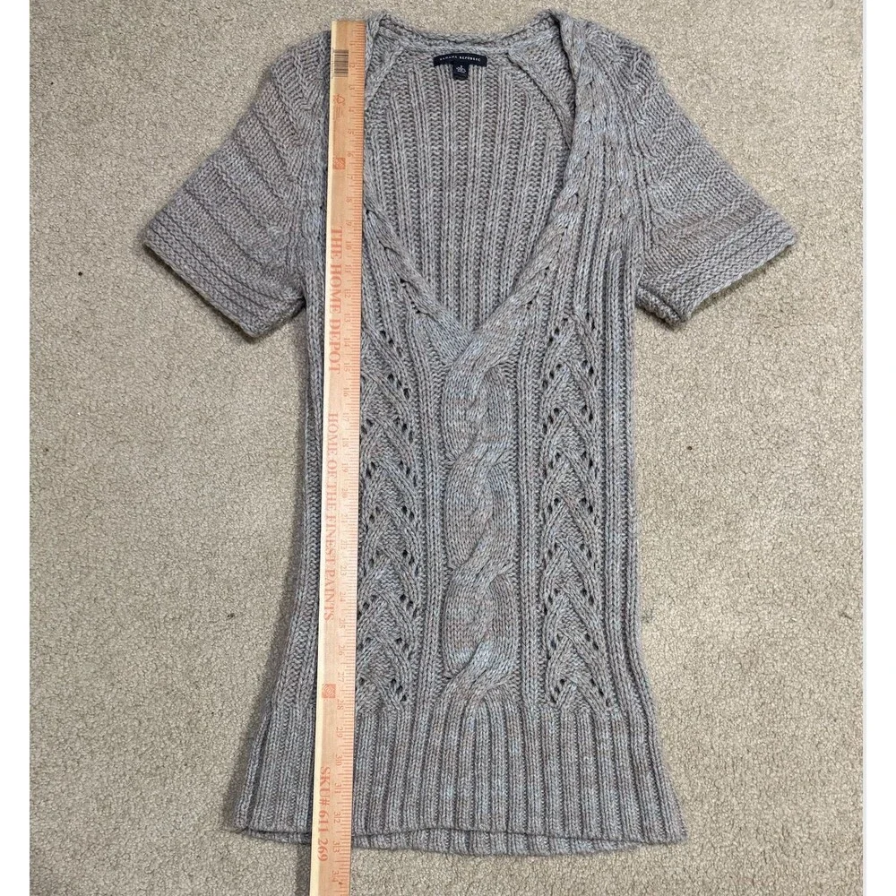 Banana Republic Alpaca Mix Cable Knit Sweater Dress Womens S V Neck Short Sleeve